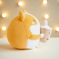 Squishy shiba knuffelkussen met drankje