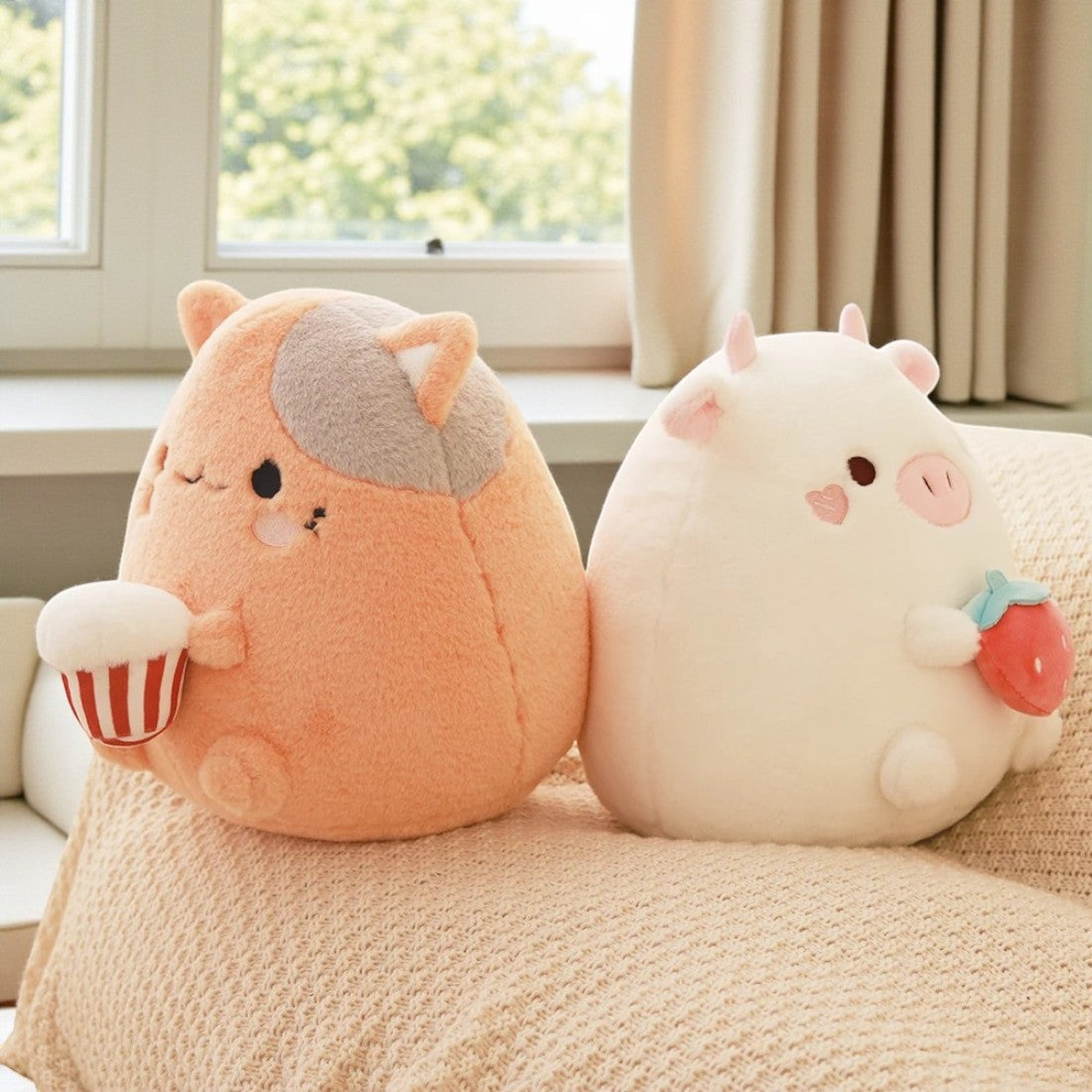 Squishmallow-stijl wit varken knuffelkussen