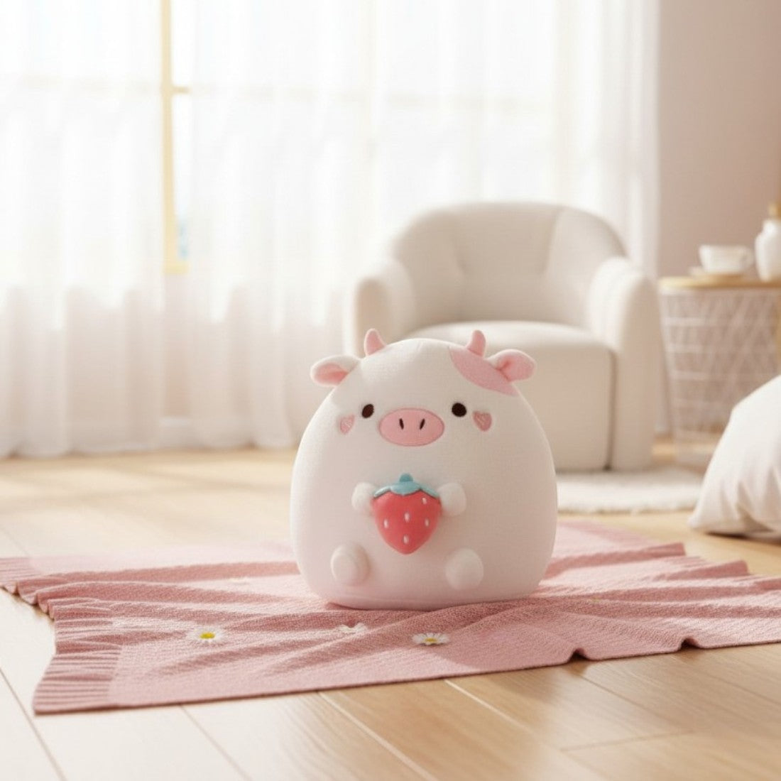 Squishmallow-stijl wit varken knuffelkussen