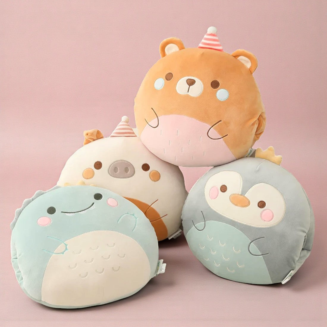 Rond knuffelkussen Squishmallow-stijl