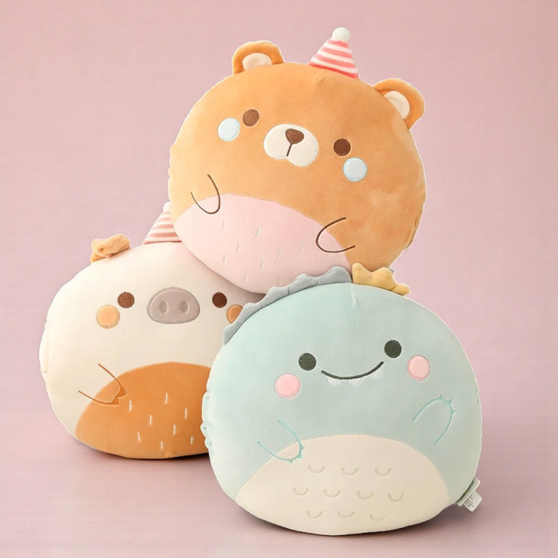 Rond knuffelkussen Squishmallow-stijl