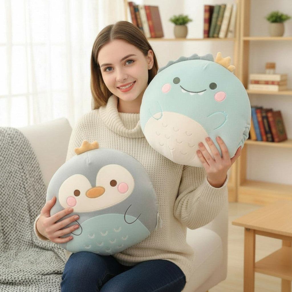 Rond knuffelkussen Squishmallow-stijl