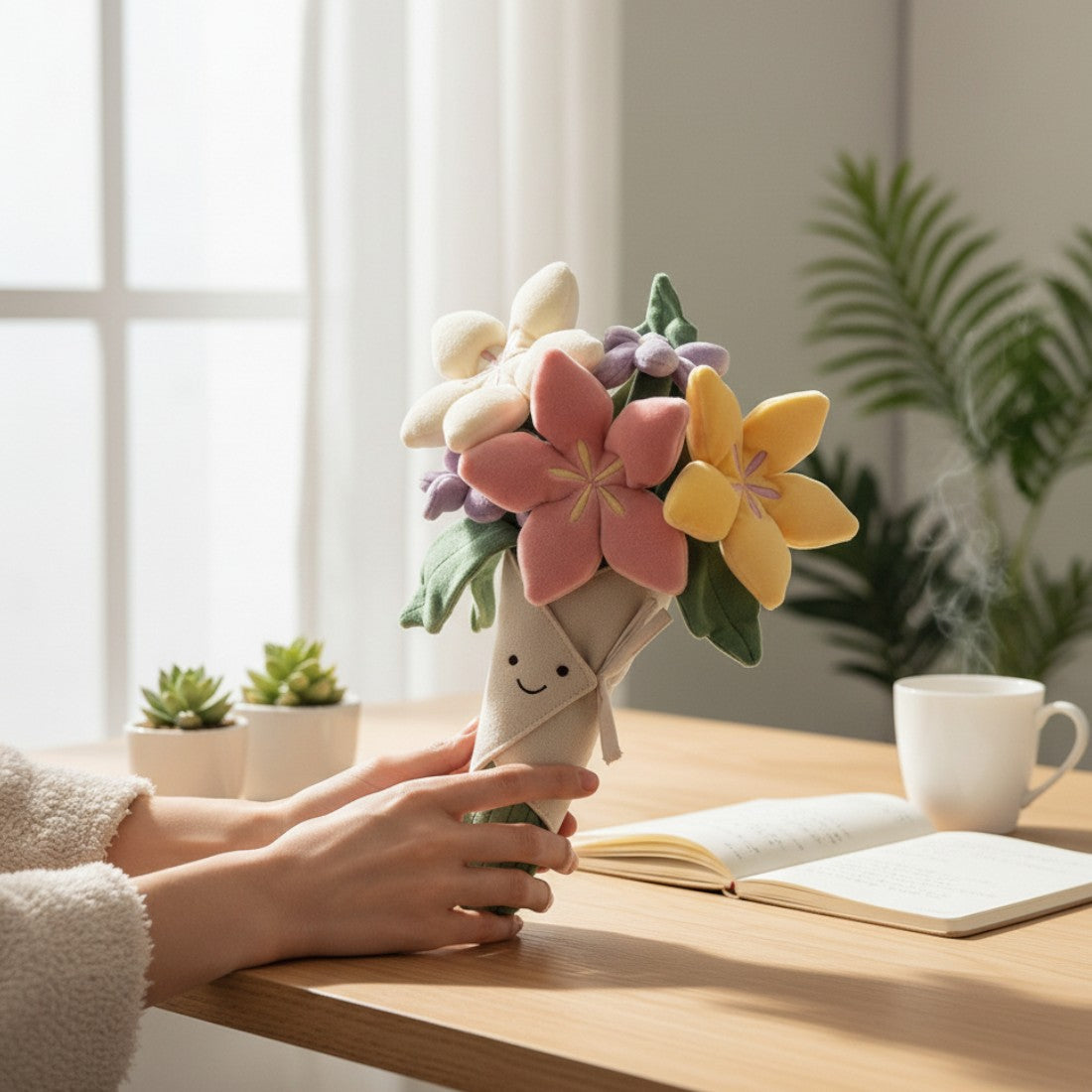 Kawaii knuffel boeket veelkleurige bloemen
