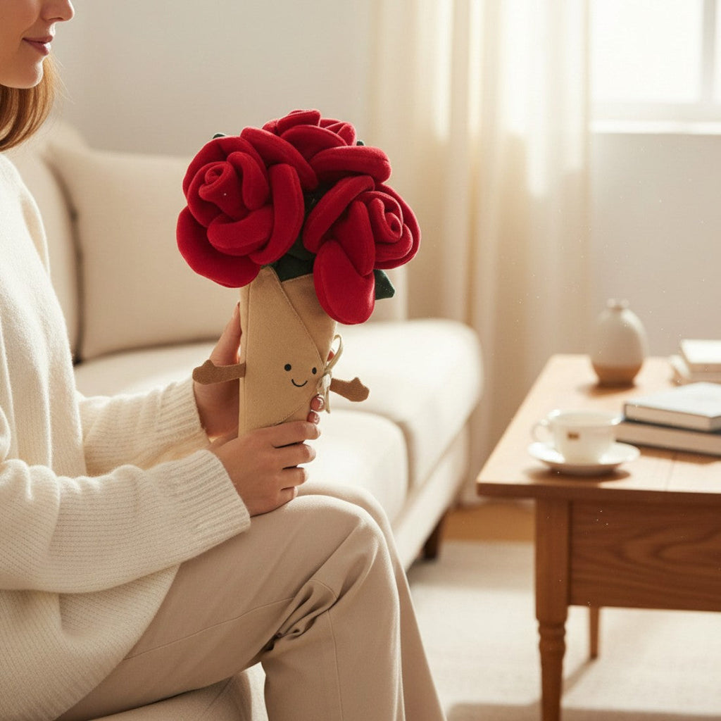 Kawaii knuffel boeket rode rozen
