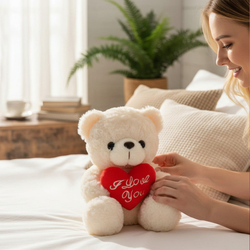 Romantische beer knuffel met rood hart