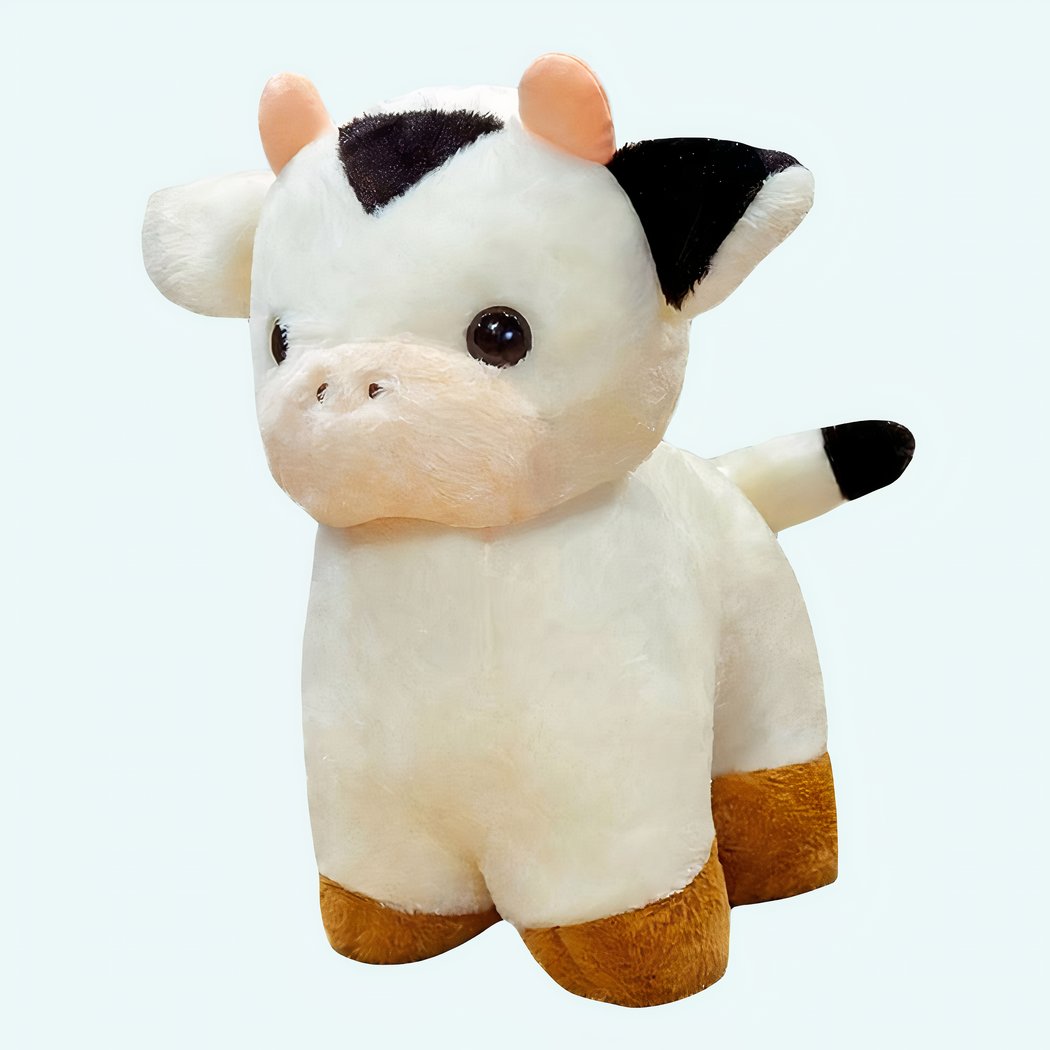 Baby koe knuffel wit en zwart