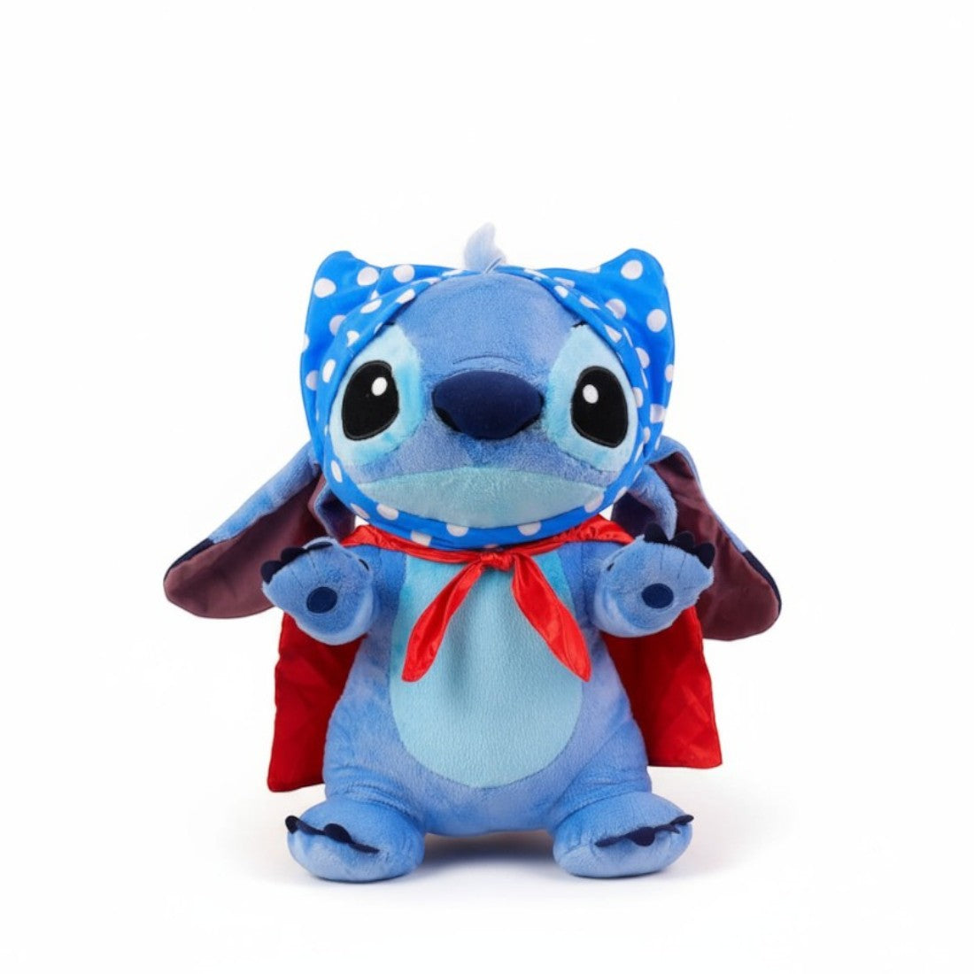 Stitch knuffel in superheldenkostuum