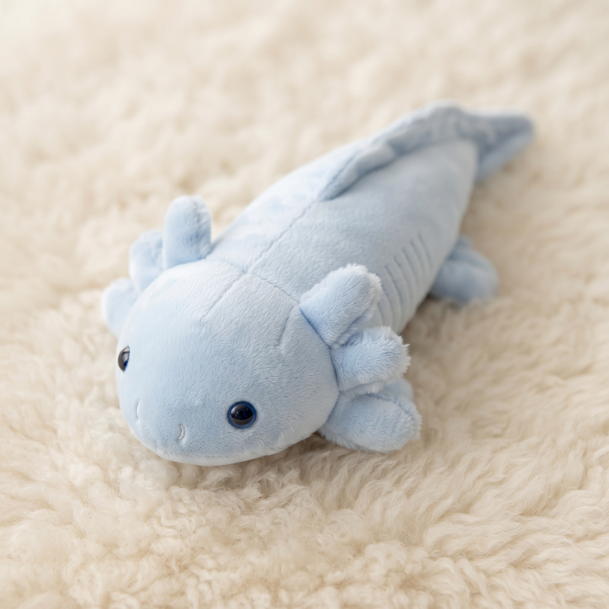 Lang axolotl knuffelkussen blauw