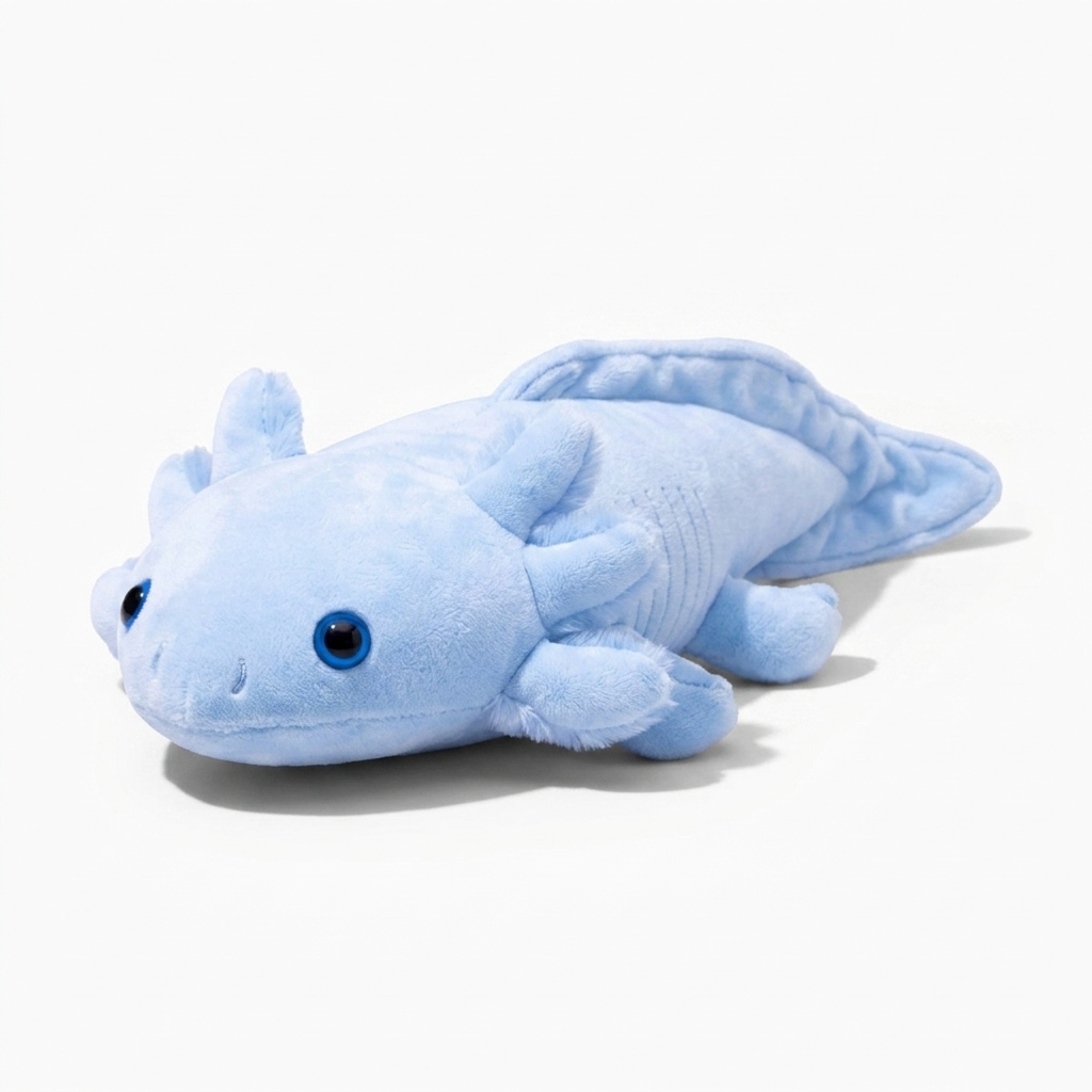 Lang axolotl knuffelkussen blauw