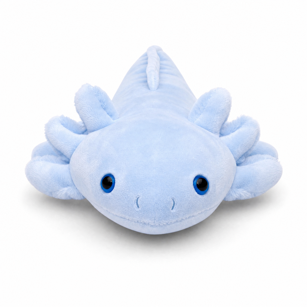 Lang axolotl knuffelkussen blauw