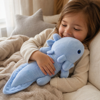 Lang axolotl knuffelkussen blauw