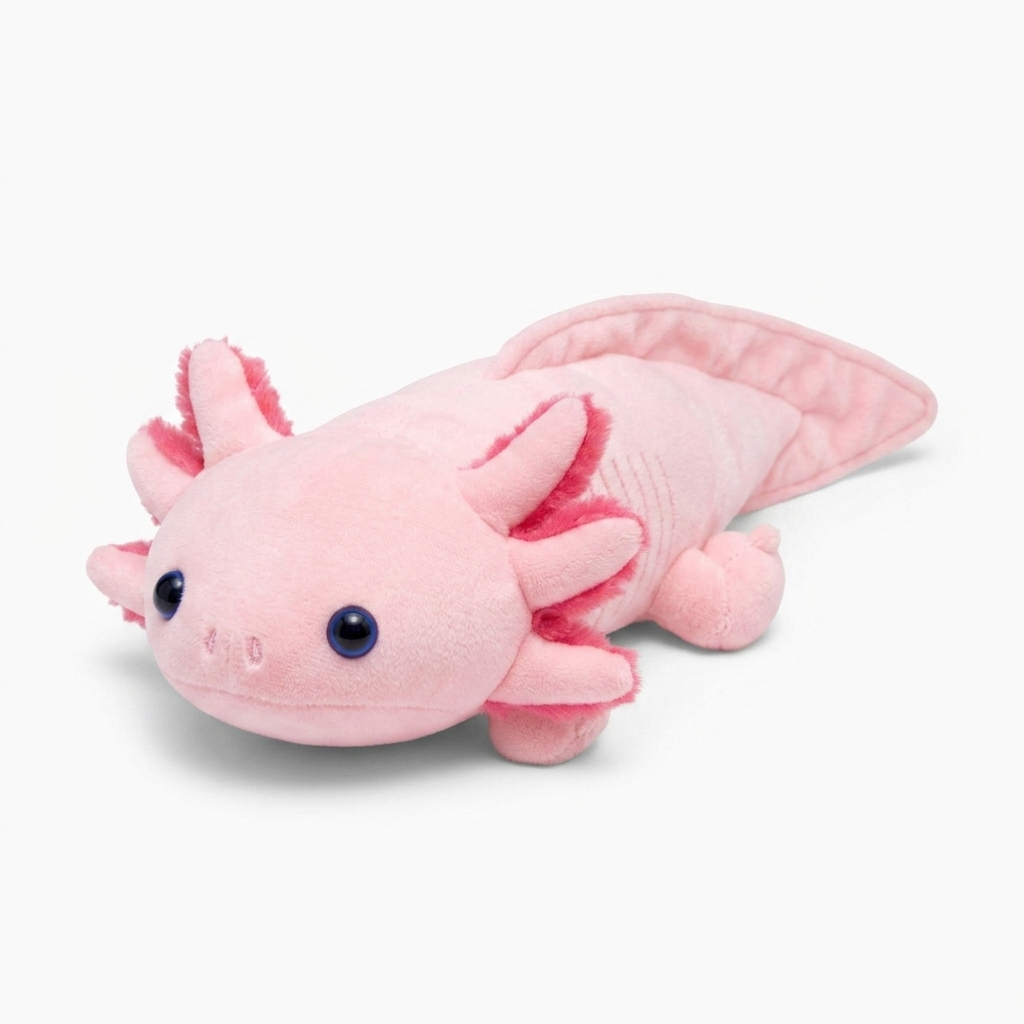 Roze axolotl knuffelkussen