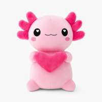 Roze axolotl knuffel met hart