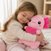 Roze axolotl knuffel met hart