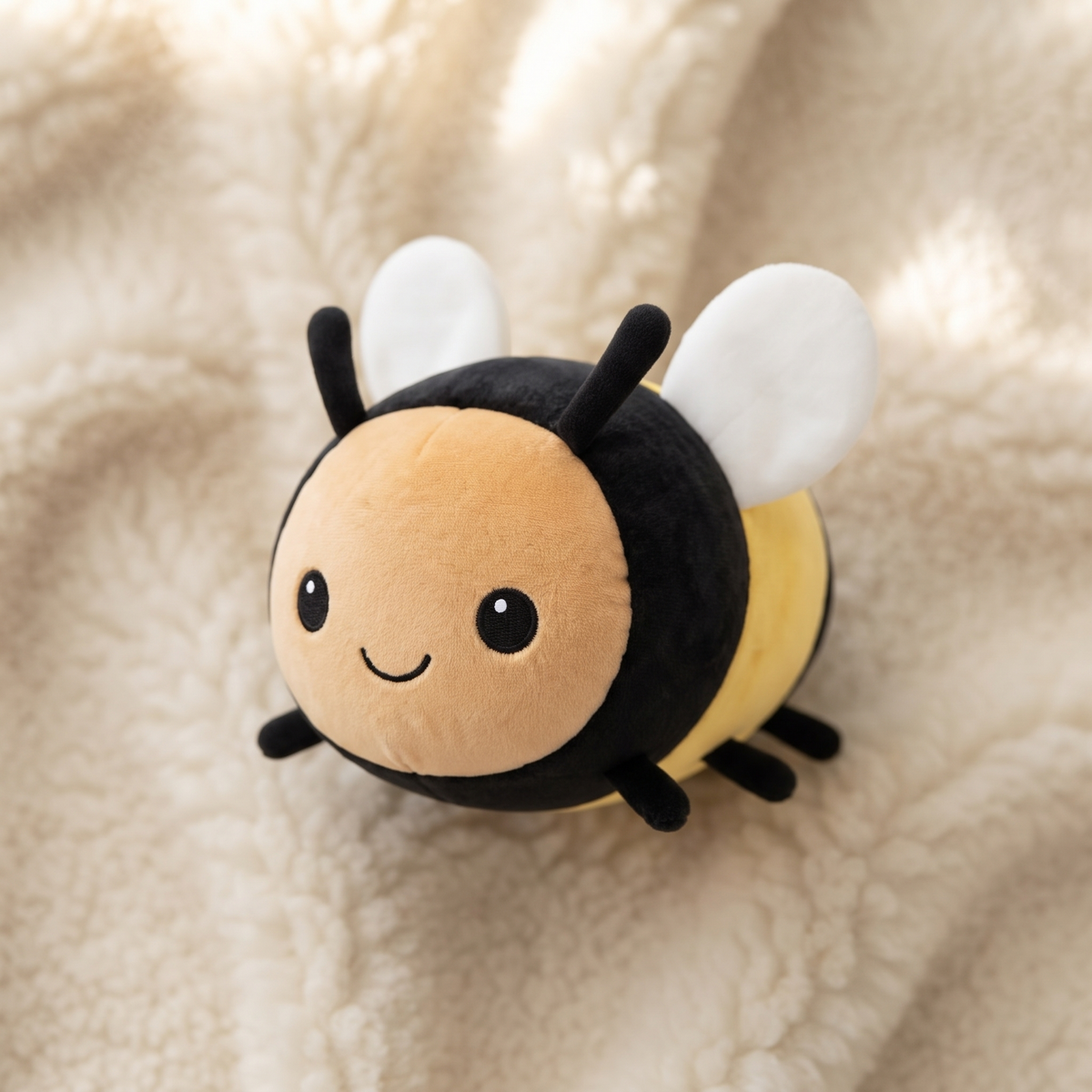 Ronde kawaii bij knuffel zwart en geel