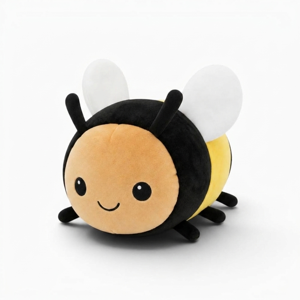 Ronde kawaii bij knuffel zwart en geel