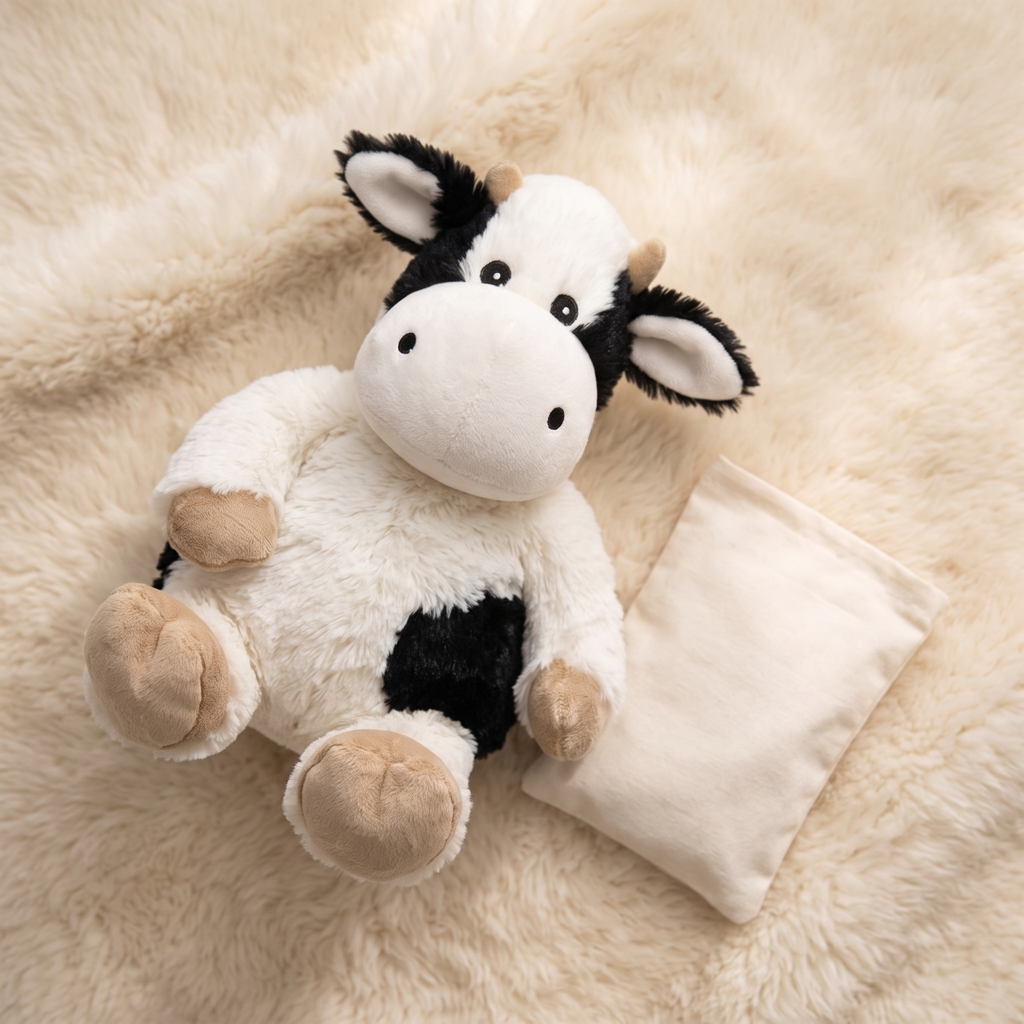 Warmwaterkruik knuffel koe zwart-wit 33 cm
