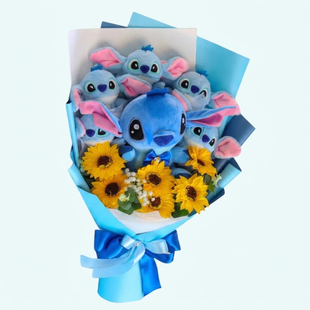 Boeket Stitch knuffel met bloemen