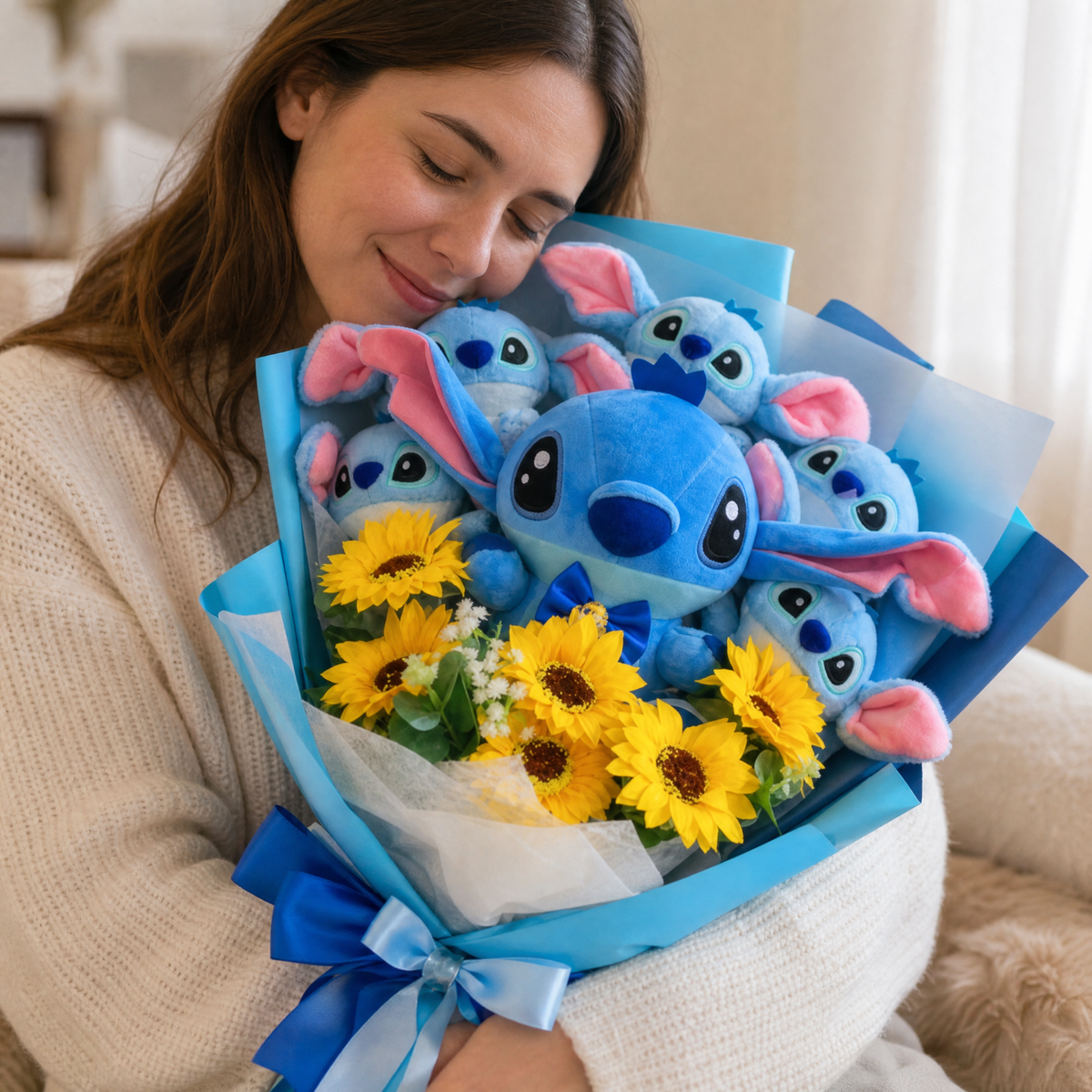 Boeket Stitch knuffel met bloemen