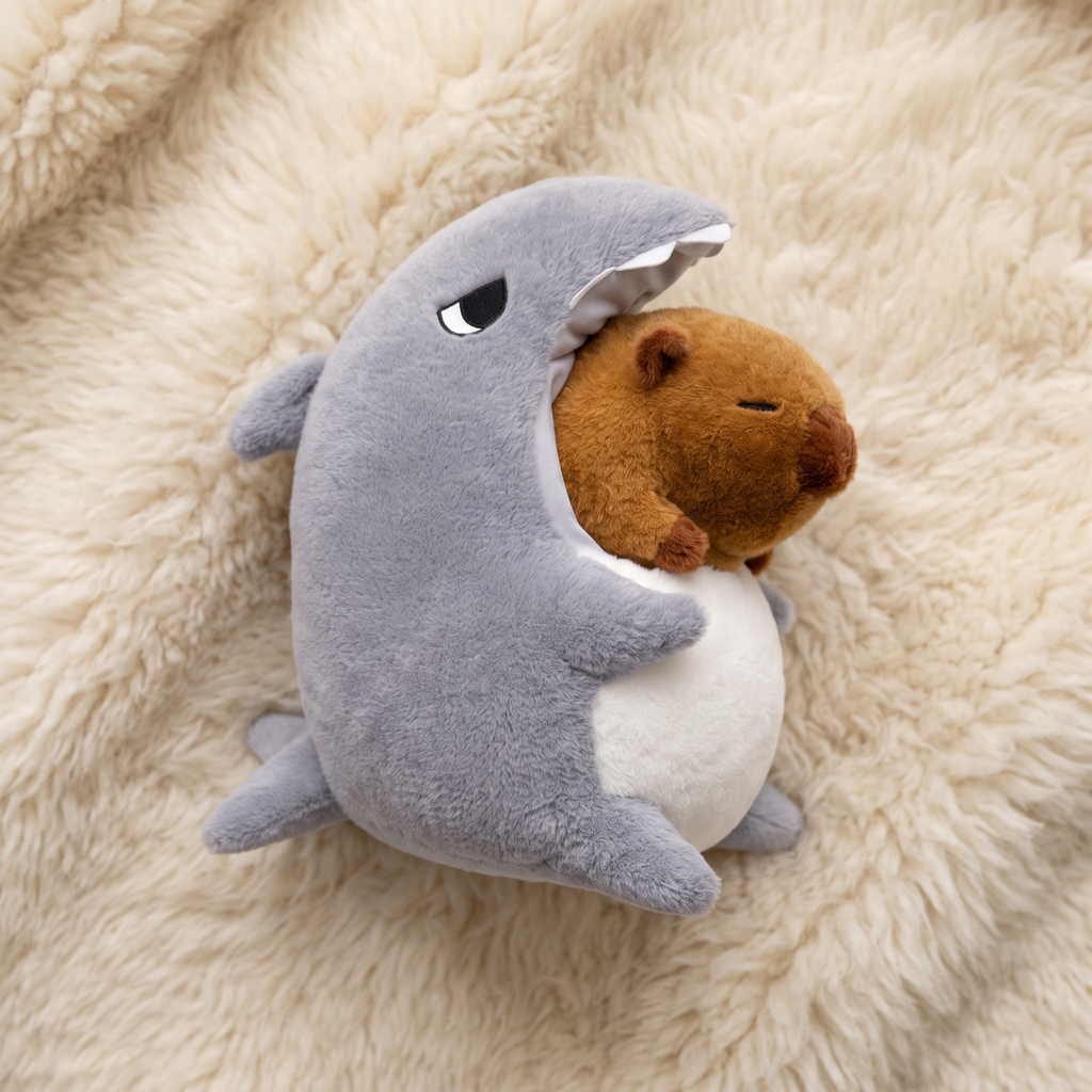 Capybara knuffel haai grijs en bruin