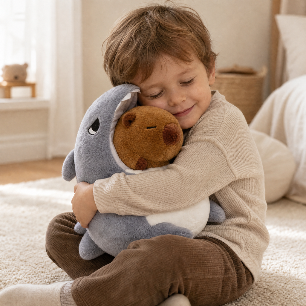 Capybara knuffel haai grijs en bruin