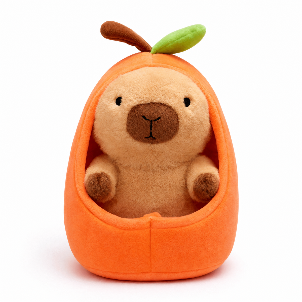 Capybara knuffel in perzikschelp