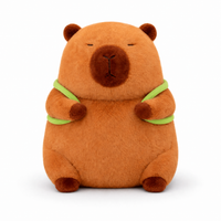 Troostende karamelkleurige capybara knuffel met schildpadrugzak 33 cm