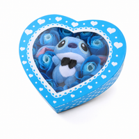Geschenkdoos Stitch knuffel hartdoos blauwe rozen