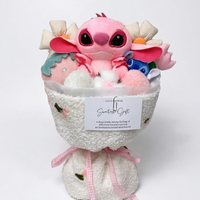 Stitch en Angel knuffel in kawaii fruitschaal