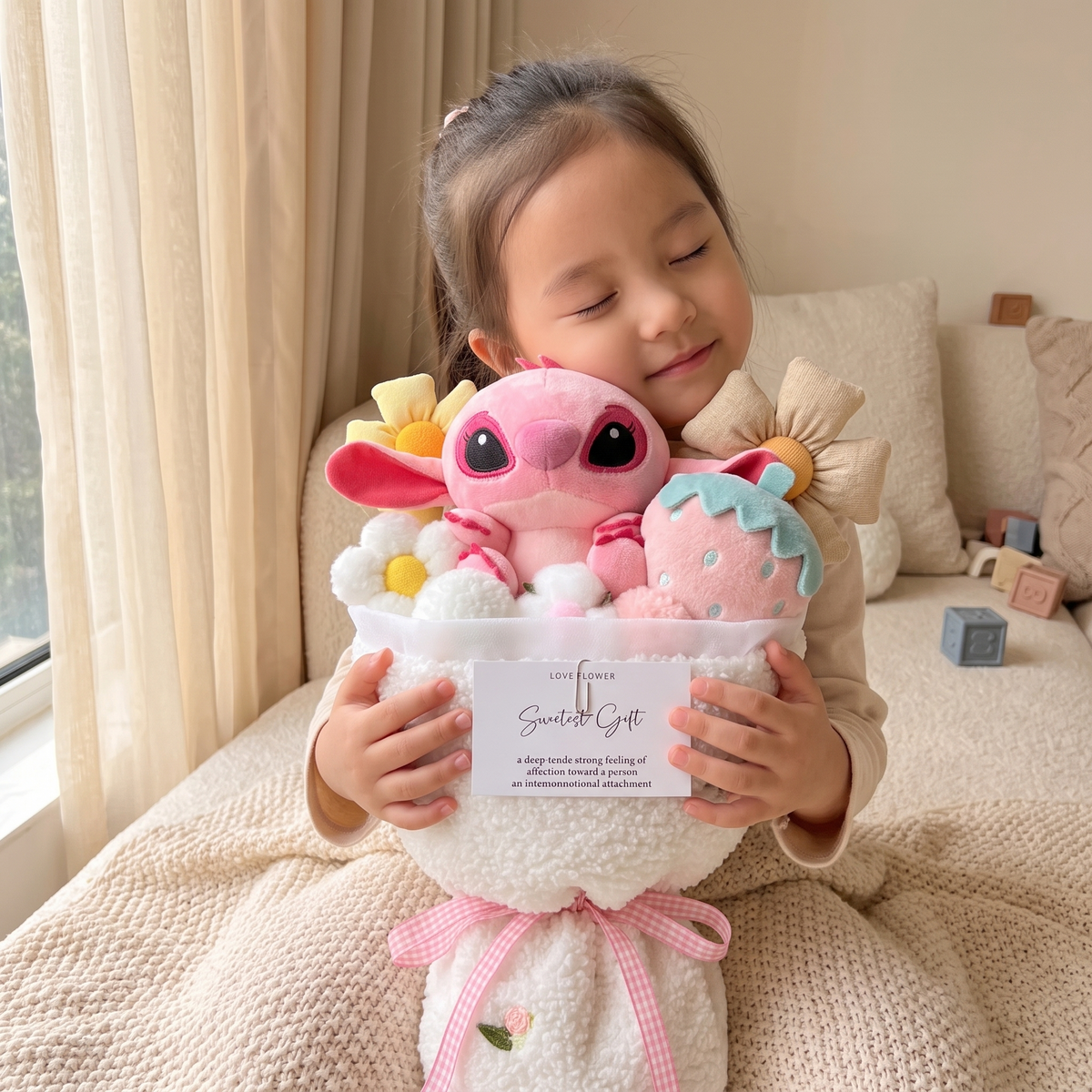 Stitch en Angel knuffel in kawaii fruitschaal