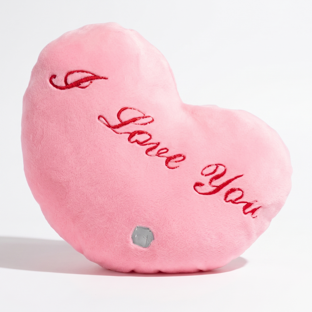 Hart knuffelkussen I Love You roze 35 cm