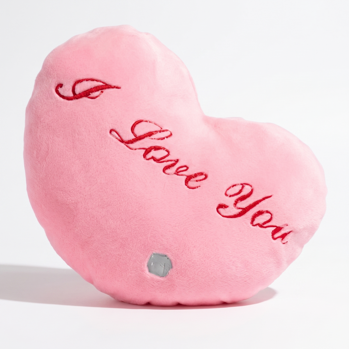 Hart knuffelkussen I Love You roze 35 cm