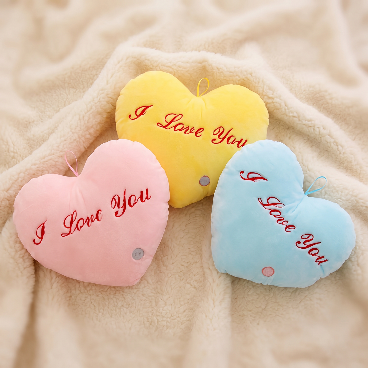 Lichtgevend hart knuffelkussen I Love You