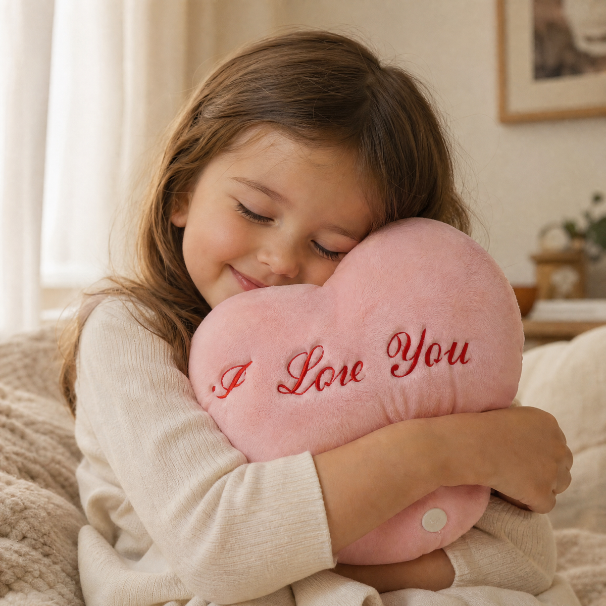 Lichtgevend hart knuffelkussen I Love You
