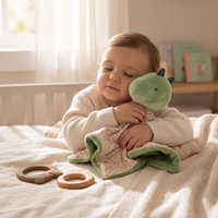 Plat groen dinosaurus knuffeldoekje voor baby