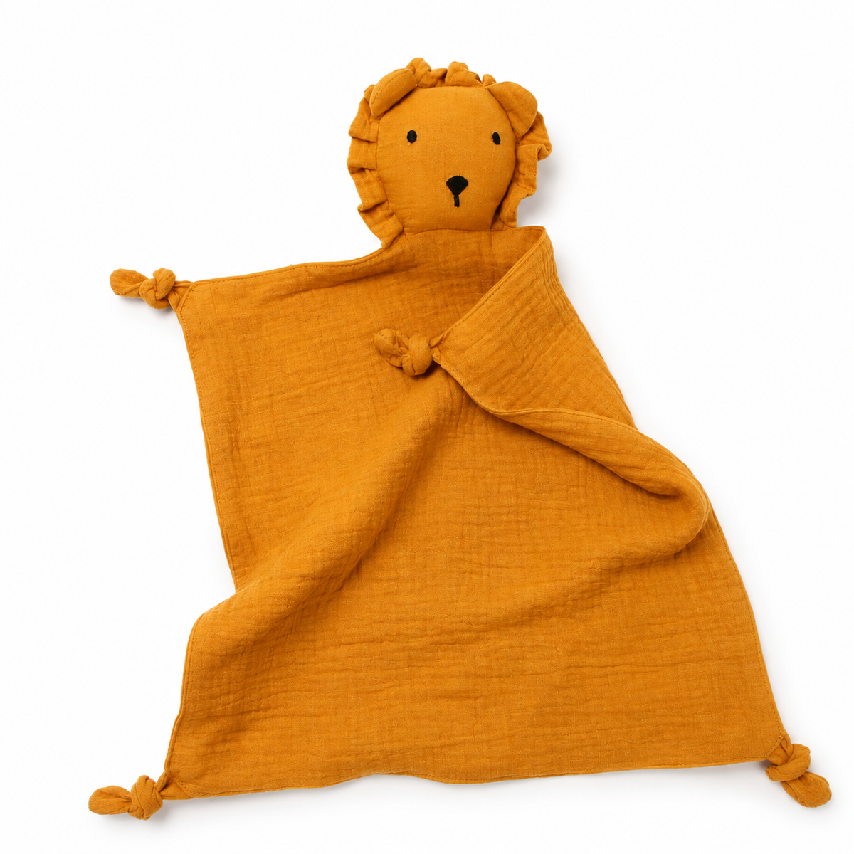 Leeuw knuffeldoekje van dubbel gaas mousseline