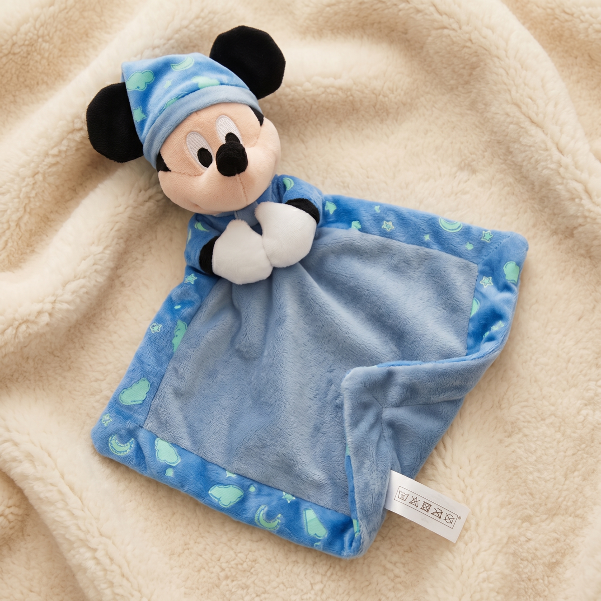 Mickey knuffeldoekje met slaapmuts en ring