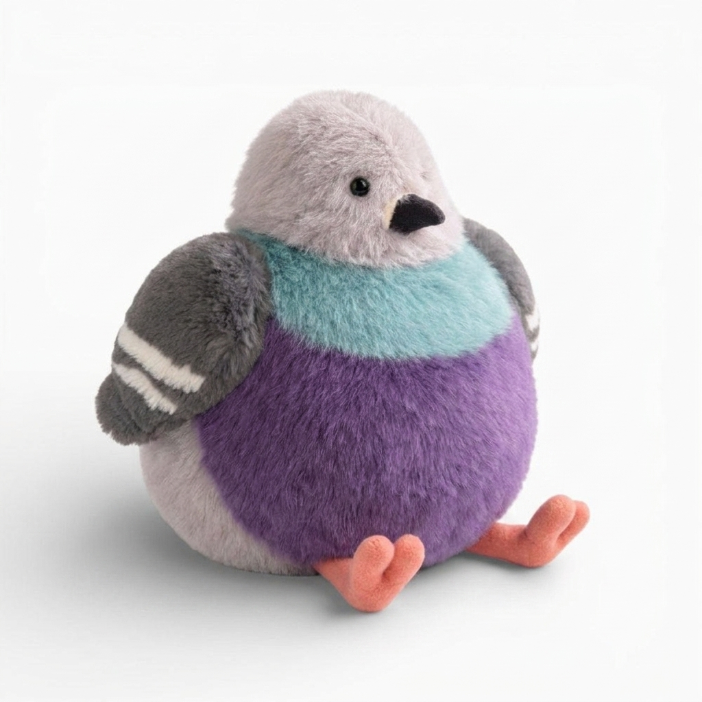 Mollige paarse duif knuffel