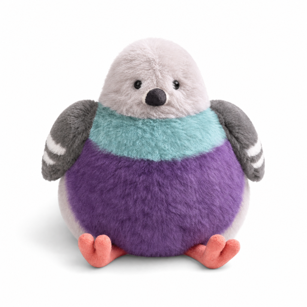 Mollige paarse duif knuffel