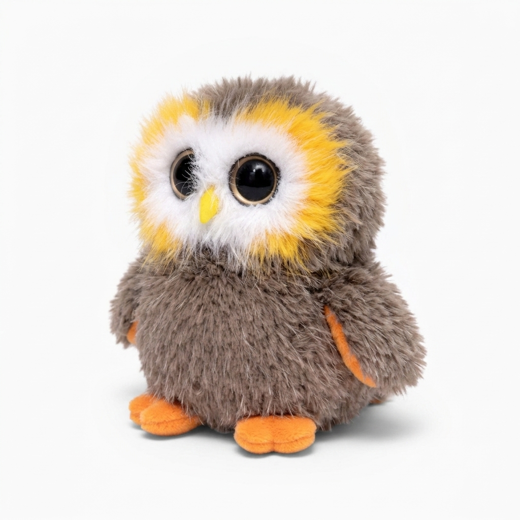 Donzige uil knuffel met grote ogen