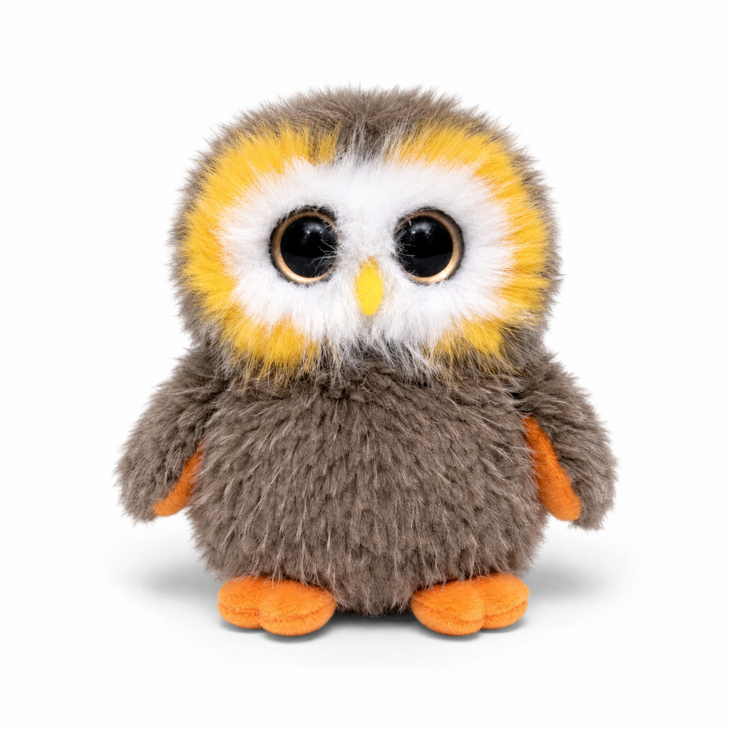 Donzige uil knuffel met grote ogen