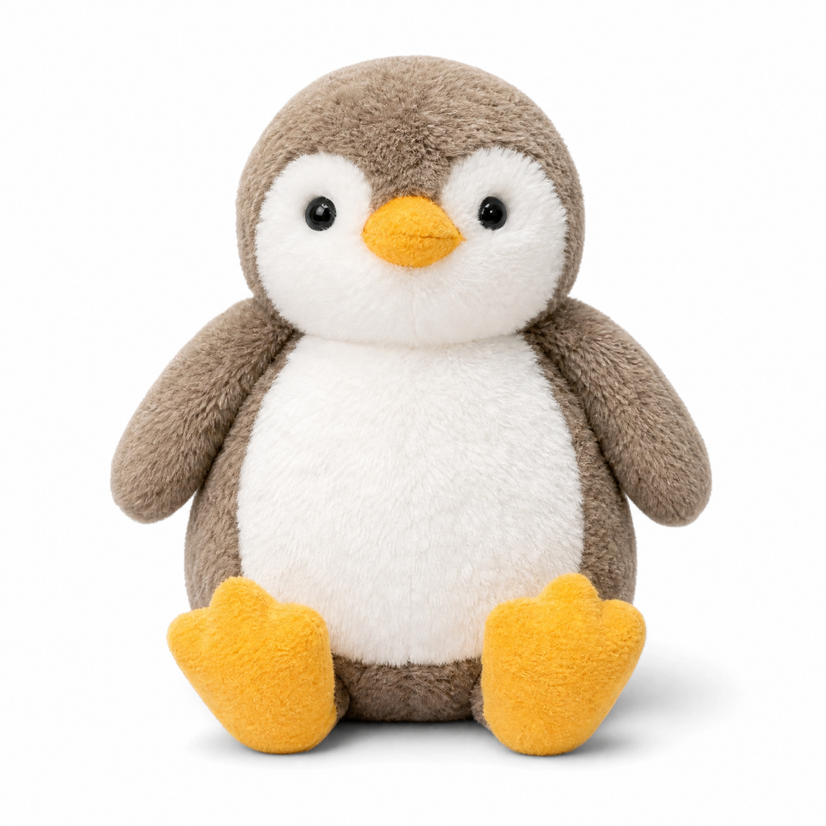 Zachte pinguïn knuffel taupe en wit