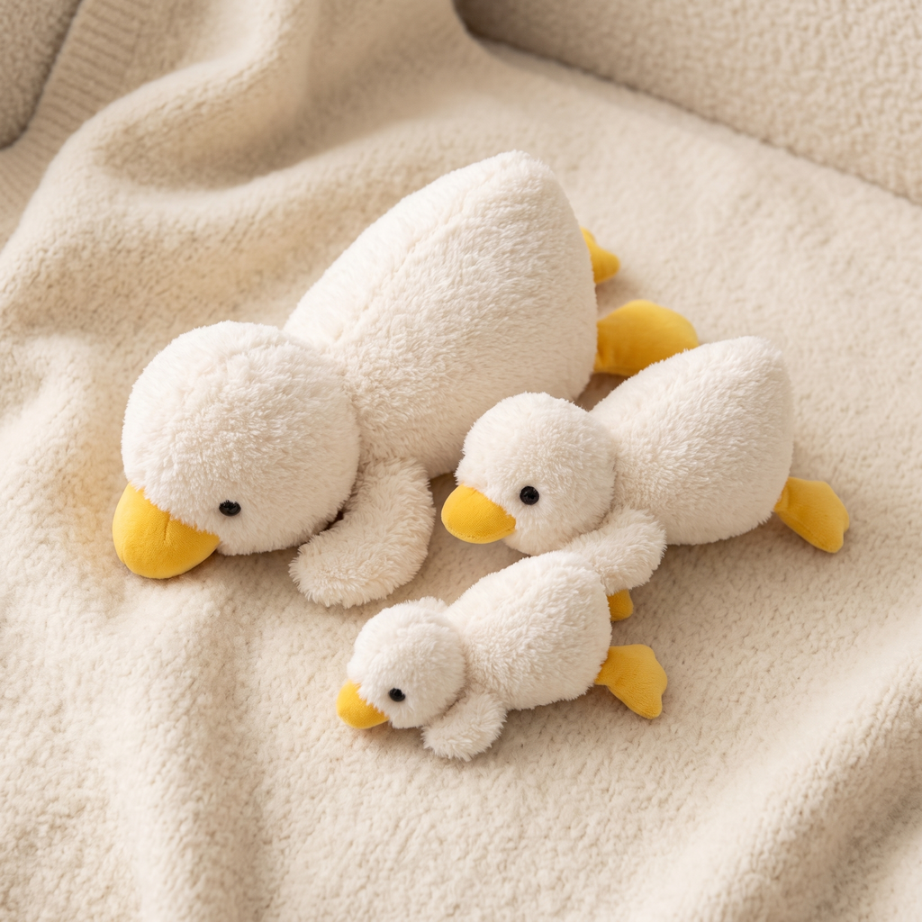Witte katoenen eend knuffel met gele snavel