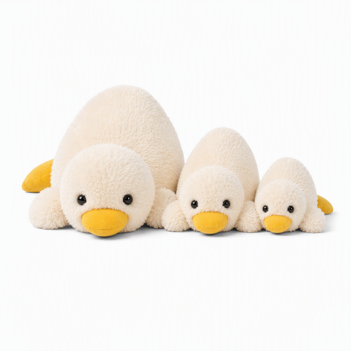 Witte katoenen eend knuffel met gele snavel
