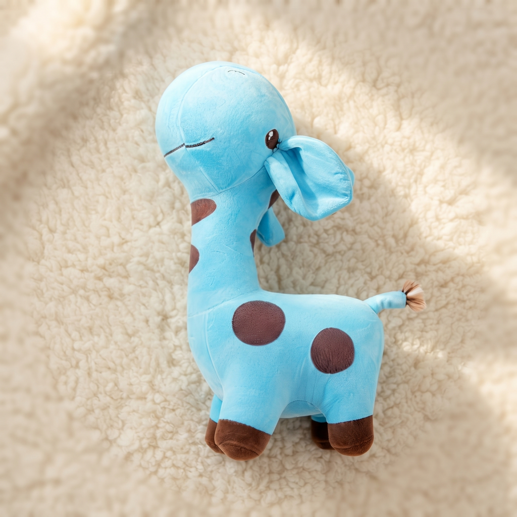 Zachte blauwe giraf knuffel
