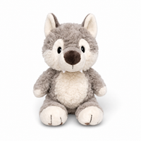 Zittende grijze wolf knuffel