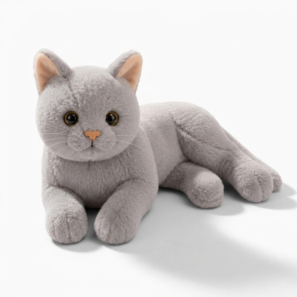 Liggende grijze kat knuffel