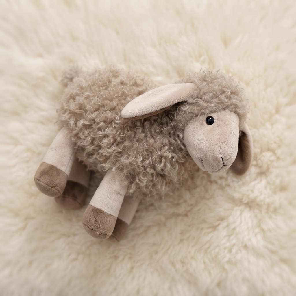 Grijze katoenen schaap knuffel