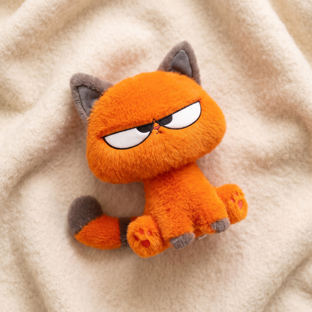 Kawaii oranje chagrijnige kat knuffel