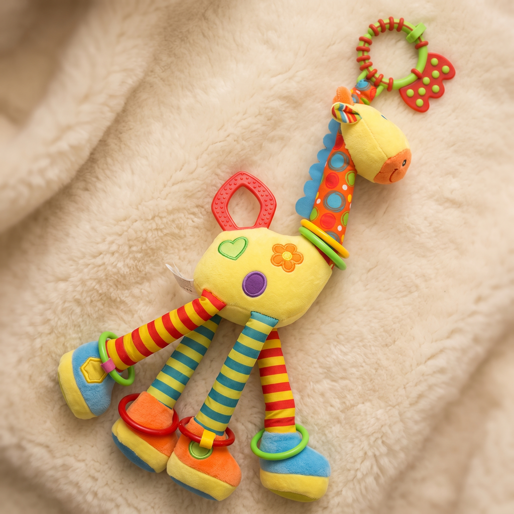 Giraf rammelaar knuffel met ring